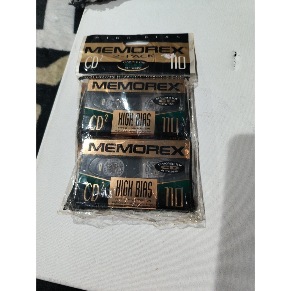 1990's vintage Memorex 2 pack of 110 minute high bias audio cassettes NOS